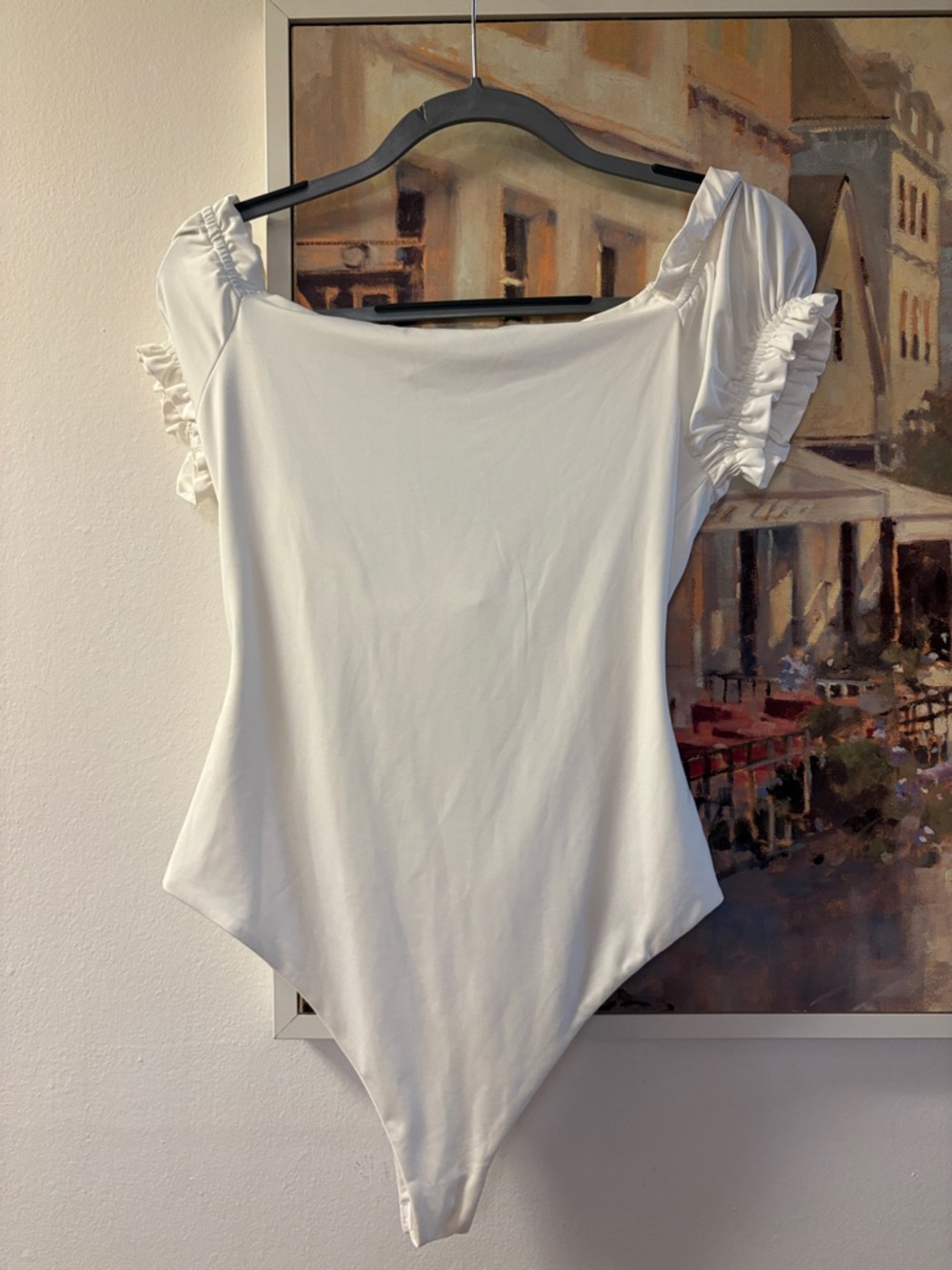 Princess Polly Cream Ruched Tie Front Puff Sleeve Bodysuit Size 8 Coquette - Picture 3 of 5